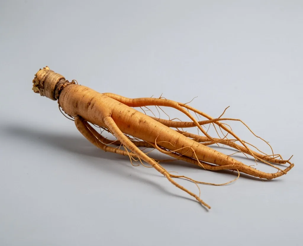 Ginseng root on a neutral surface