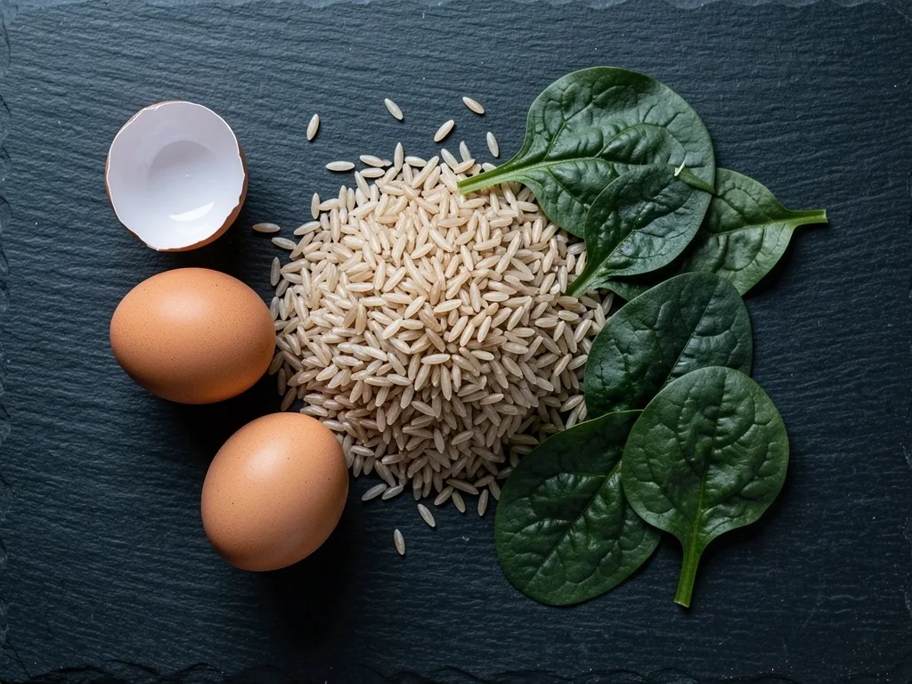 Foods rich in B-vitamins on a dark surface