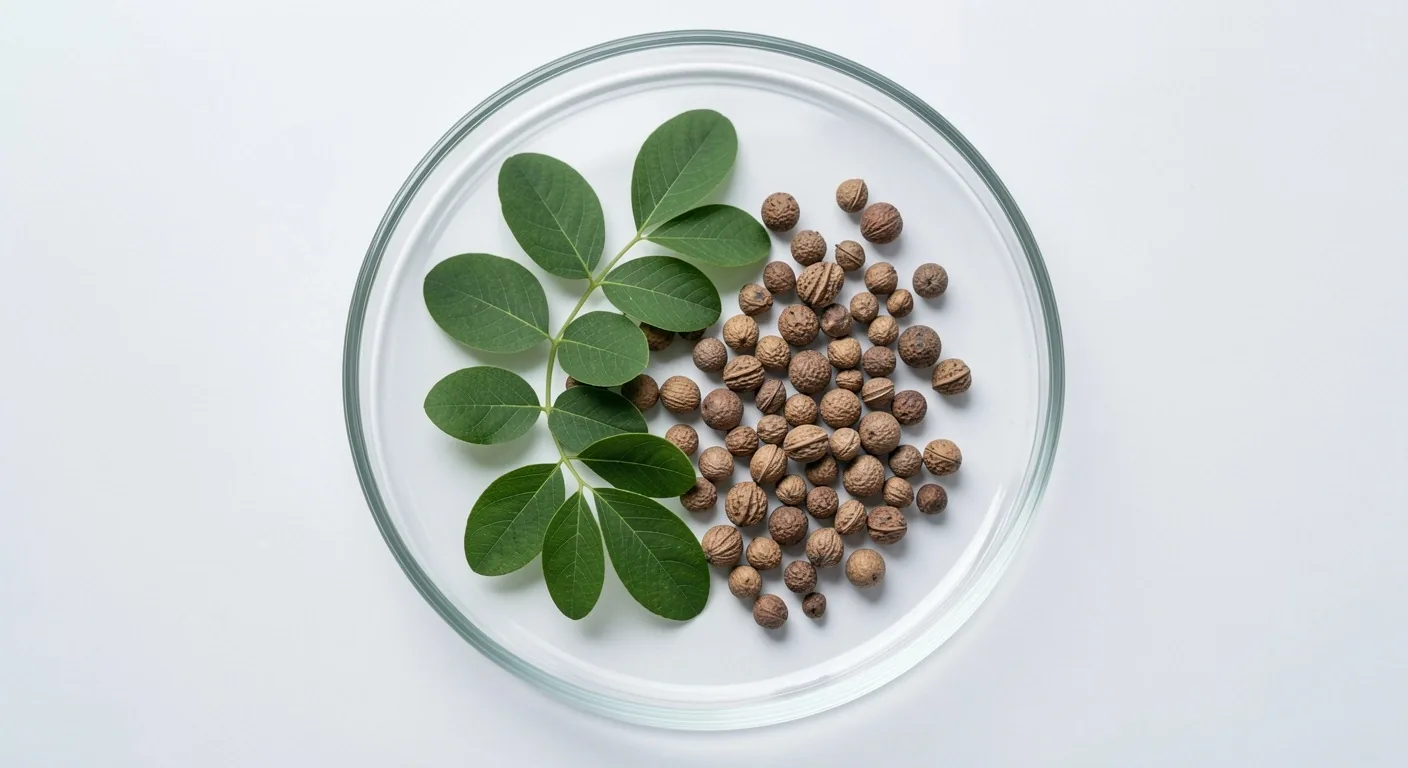 Botanical ingredients on laboratory surface